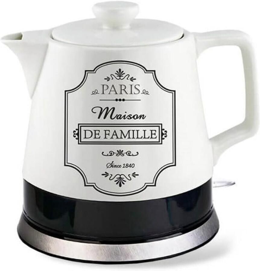 SnelShoppen Elektrische Waterkoker 1 2L Keramisch Wit 360 Graden Basis Automatische Uitschakeling 1200W Ideaal voor Keuken Thee en Koffie