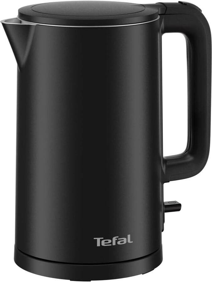 SnelShoppen Elektrische Waterkoker 1500W Thermo Protect Veilig en Dubbelwandig Zwart met RVS Binnenkant Ideaal voor Keuken en Gezinnen