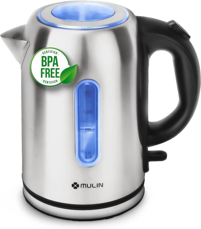 SnelShoppen RVS Elektrische Waterkoker 1.7 L 2200 W 360° Draaischijf Automatische Uitschakeling Kalkfilter BPA Vrij Waterindicator Ideaal voo