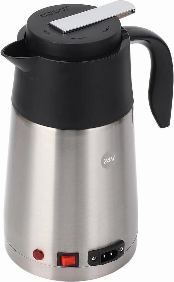 SnelShoppen Elektrische Waterkoker 24V RVS 1300ml Capaciteit Draagbare Kettle voor Auto Truck & Reizen Ideaal voor Camping en Onderweg