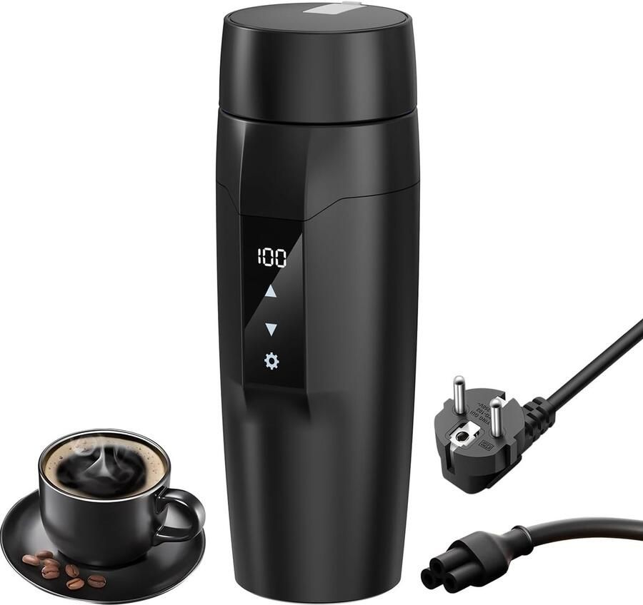 SnelShoppen Elektrische Waterkoker 350 ml Draagbare Verhittingsbeker 304 RVS Binnenkant 40~100 °C Instelbaar 300 W Snelle Waterkoker Lekvrij A - Foto 1