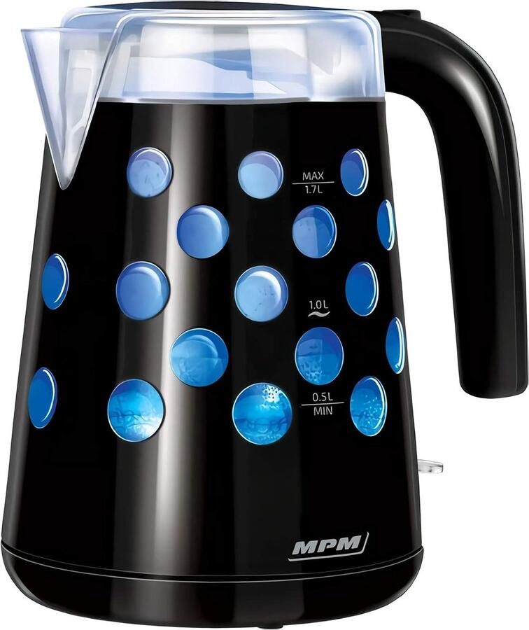 SnelShoppen Elektrische Waterkoker Draadloos 1.7L 2200W Warmtebestendig Polymeer BPA-vrij Zwart Perfect voor Keuken Feest Camping en Thuisgebrui