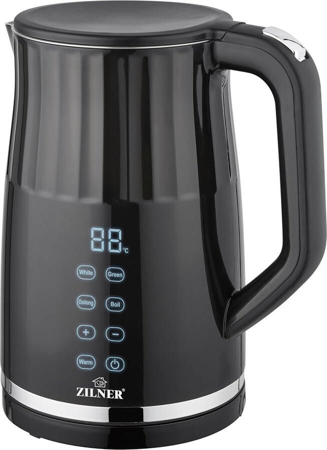 SnelShoppen Elektrische Waterkoker met Temperatuurregeling 13 Niveaus 1 7L Zwart LED Display Warmtebehoudfunctie Keuken