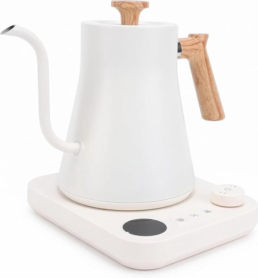 SnelShoppen Elektrische Waterkoker met Zwanenhals 1200W Instelbare Temperatuur LCD-Display Roestvrij Staal Perfect voor Koffie en Thee Keuken