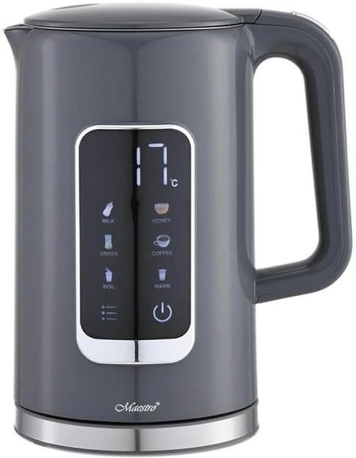 SnelShoppen Elektrische Waterkoker MR-024 1.7L 1850-2200W Zwart Grijs Snelle Kooktijd Ideaal voor Keuken en Camping