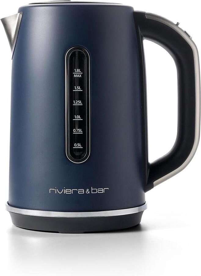 SnelShoppen Elektrische Waterkoker RVS 1.8L 2200W Snelkookfunctie Temperatuurkeuze 40-100°C LCD Scherm Thee en Water Modus Grijs Blauw Keuken