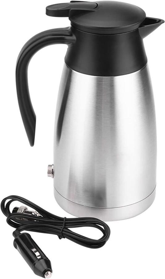 SnelShoppen Elektrische Waterkoker voor Auto 1000ml RVS Thermosfles 12V 24V Reis Waterverwarmer Ideaal voor Camping Reizen en Familie