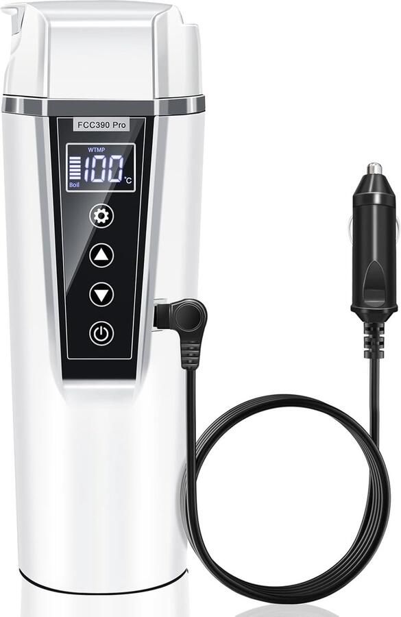 Thijox Koffiezetapparaat voor de auto 12V 24V Elektrische reiswaterkoker voor vrachtwagens Meervoudige temperatuurregeling Bescherming tegen v