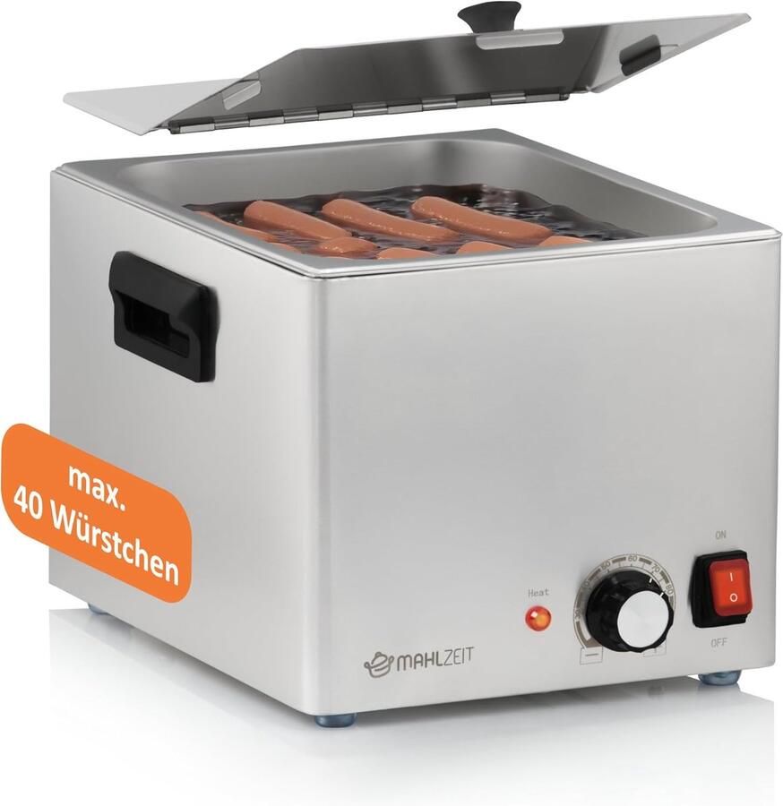 SnelShoppen Elektrische Worstwarmer RVS 29 5 x 34 5 x 24 cm Bockworst Warmer 220-240 V 1200 W Ideaal voor Feest Camping Keuken en Tuin