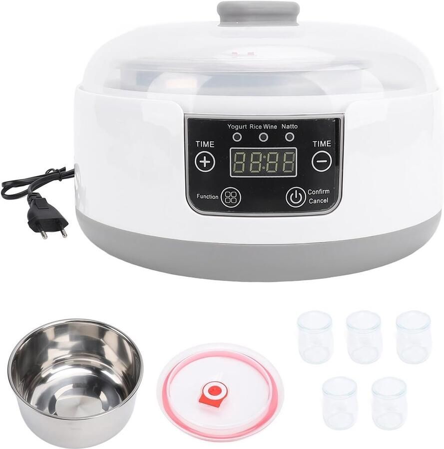 SnelShoppen Elektrische Yoghurt Maker Zelfgemaakte Natto Maker Kleine Incubator met RVS Binnenvoering Multifunctionele Yoghurtmachine 1 2 Li