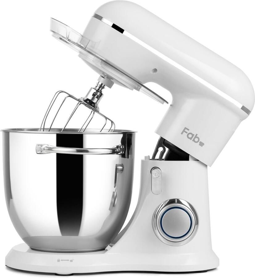 SnelShoppen Fab-serie 6L Keukenmachine Krachtige Roermachine 1300 W 10 Snelheden Inclusief Kneedhaak Garde en Roerhaak Vorstwit Ideaal vo