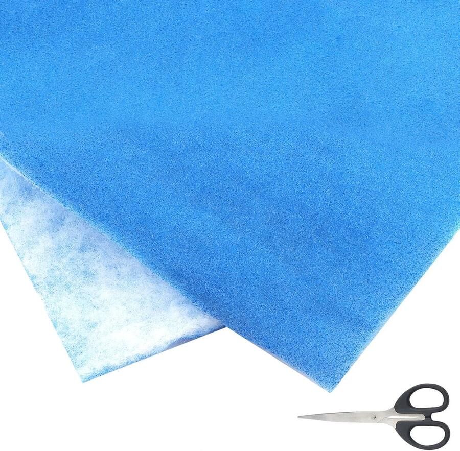 SnelShoppen Filtermat Luchtfiltermat G4 Blauw en Wit 1 x 1 m met Zwarte Schaar Filter Vlies Afzuigkap Universele Vervangingsfilter Stoffilter Luch