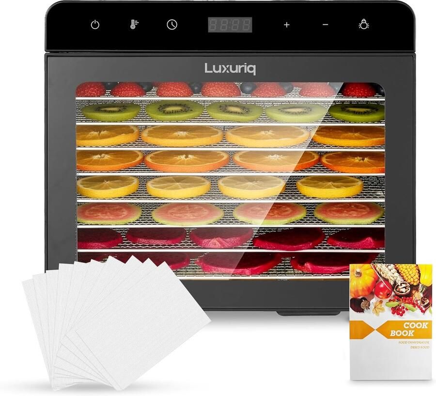 SnelShoppen Voedsel Droger 8-Lagen Dehydrator RVS 304 Droogrekken 700W met LED Touchscreen Perfect voor Het Drogen van Fruit Groenten Vlees en K