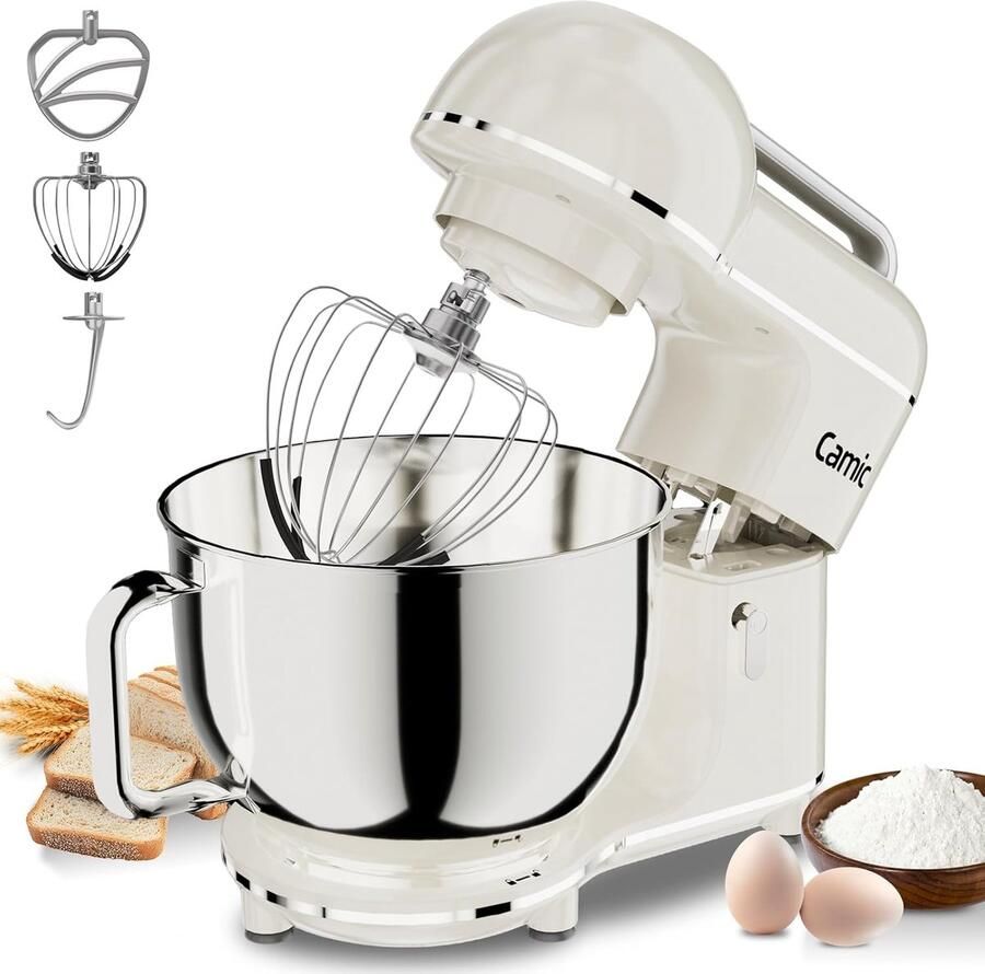 SnelShoppen Food Processor 2000W 10 Snelheden RVS Mengkom 7L Kneedmachine met Kneedhaak Klopper en Spatdeksel Ideaal voor Brood Pizza Taa