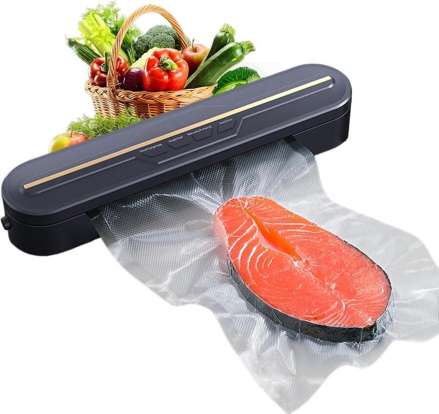 SnelShoppen Food Vacuum Machine Automatische Vacumeermachine met 10 Zakjes Professionele Vacumeermachine voor Droog en Vochtig Voedsel Sterke