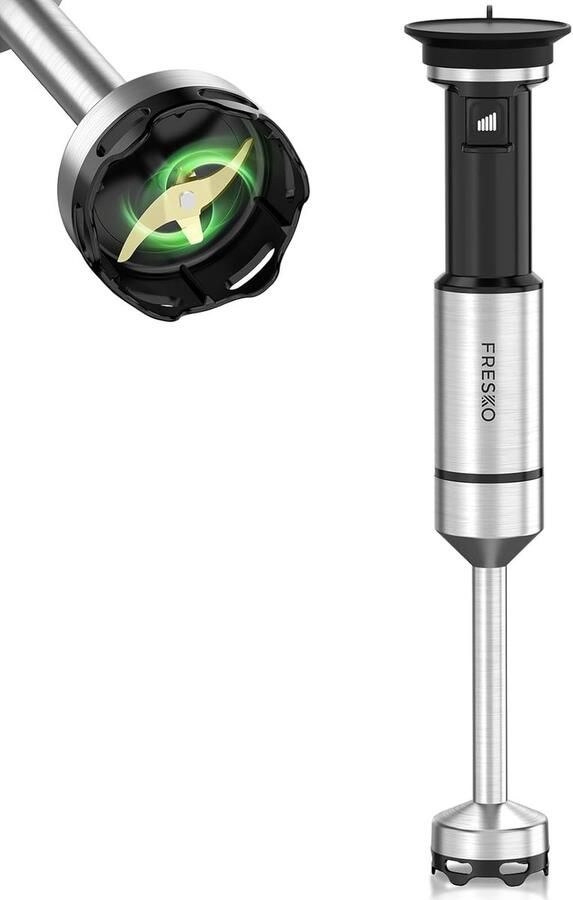 SnelShoppen FRESKO Staafmixer 1000 W Roestvrij Staal Instelbare Snelheden Handmatige Mixer voor Babyvoeding Soepen Smoothies Purees en Sauzen