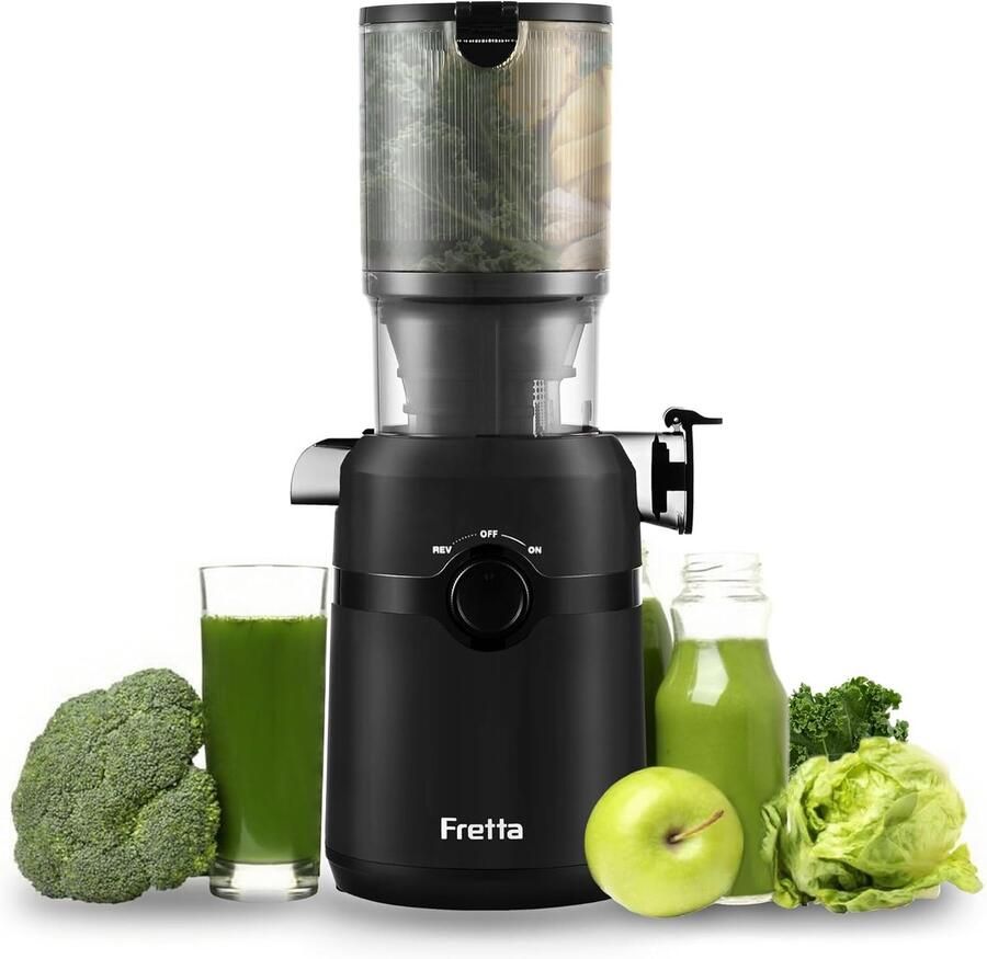 SnelShoppen Fretta Sapcentrifuge Slow Juicer met 108 mm Vulopening 1L Capaciteit BPA-vrij Tritaan Koudpers Technologie Eenvoudige Installatie 2