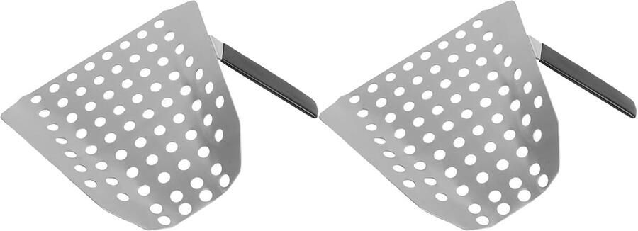 SnelShoppen Frituurschepje Roestvrij Staal Ergonomisch Frietenschepje met Enkele Handgreep en Gaten voor Popcorn 2 Stuks voor Keuken en Feest