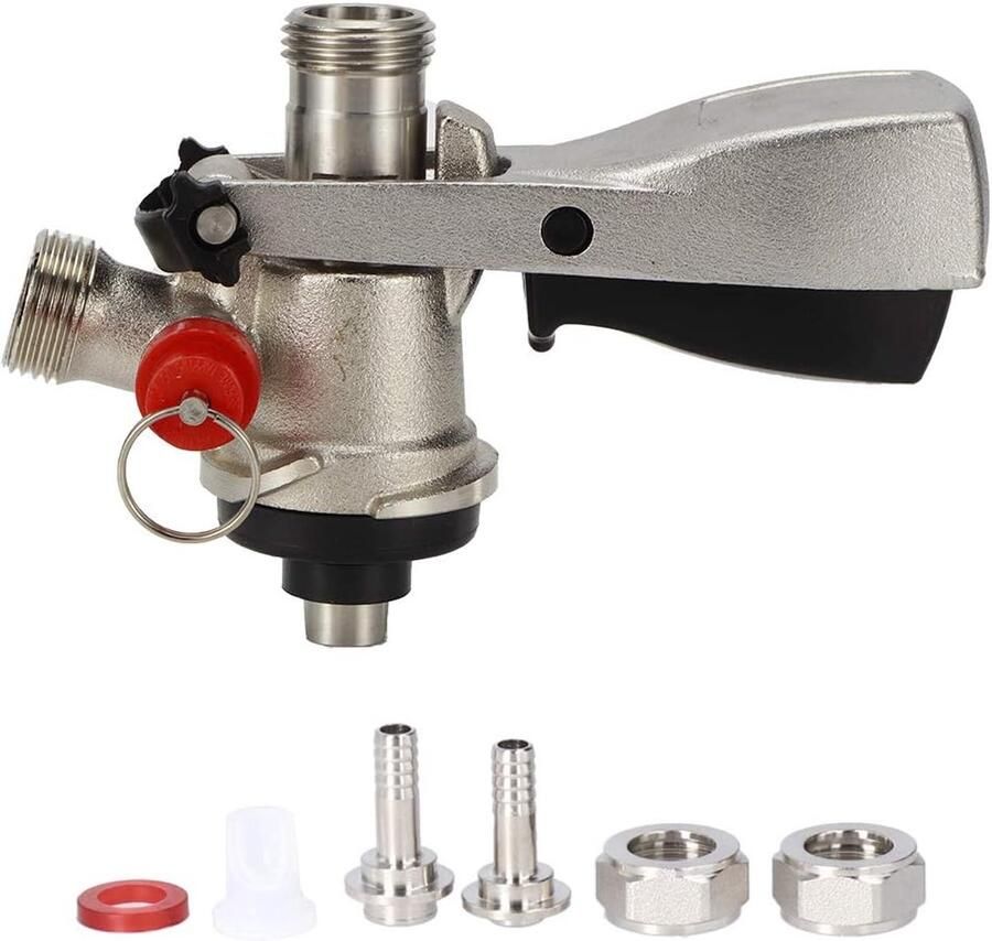 SnelShoppen G5 8S Type Biertap Koppeling met Drukontlastingsventiel van Messing en 304 RVS Duurzaam en Roestvrij voor Thuis Biersysteem Perfect v
