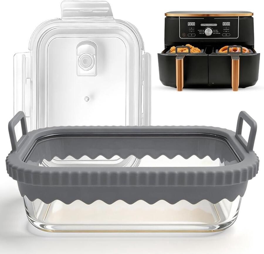 Ovenschaal met siliconen handgrepen voor Ninja heteluchtfriteuse AF400EU DZ400EU AF500EU accessoires voor airfryers BPA-vrij hittebestendig en vaatwasmachinebestendig (grijs)