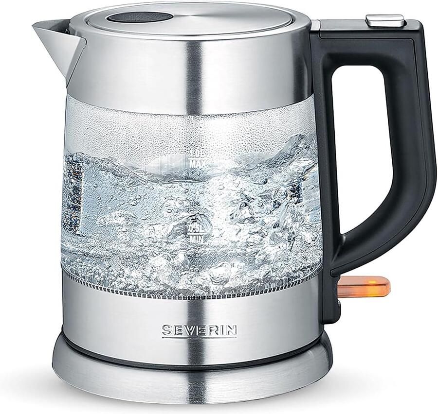 SnelShoppen Glazen Waterkoker 1 7L Krachtige Compacte Waterkoker met Kalkfilter Roestvrij Staal Zwart Ideaal voor Keuken Thee Koffie Feestj