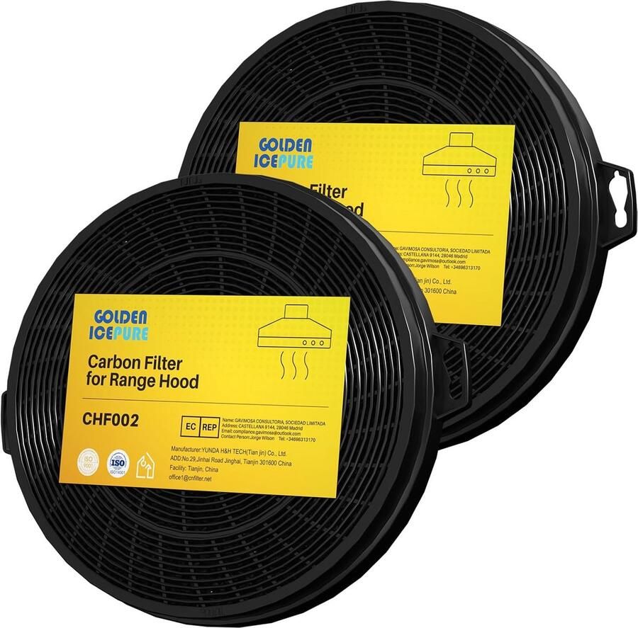 SnelShoppen GOLDEN ICEPURE Koolstoffilter Actief Koolstof 210mm Vervangingsfilter voor Afzuigkap Keuken Afzuiger 2 Stuks Individueel Verpakt