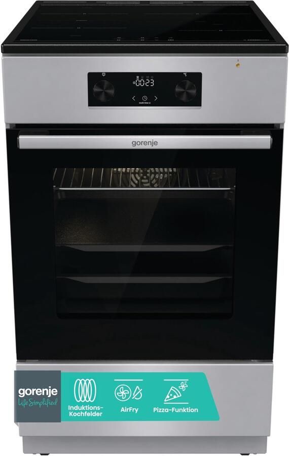 SnelShoppen Gorenje GEIT5C61SPG Staand Fornuis met Inductiekookplaat 50 cm 70 Liter PerfectGrill AirFry FrozenBake Pizza Mode 300 °C AquaClea