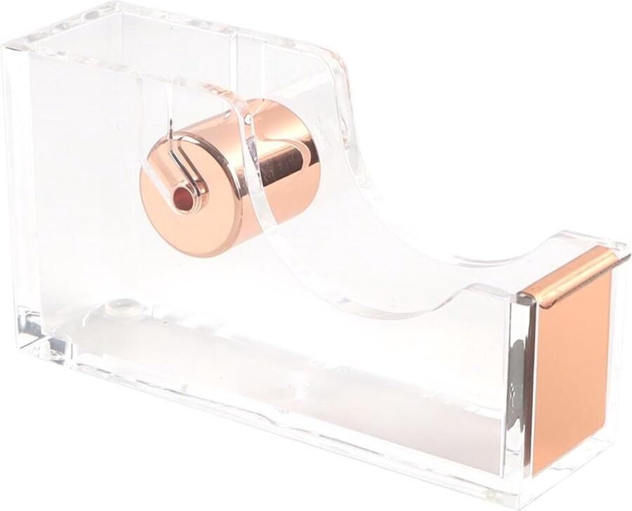 SnelShoppen Grobo Tape snijmachine transparante tapehouder voor thuis school scrapbooking en doe-het-zelf roségoud ideaal voor knutselen en dec
