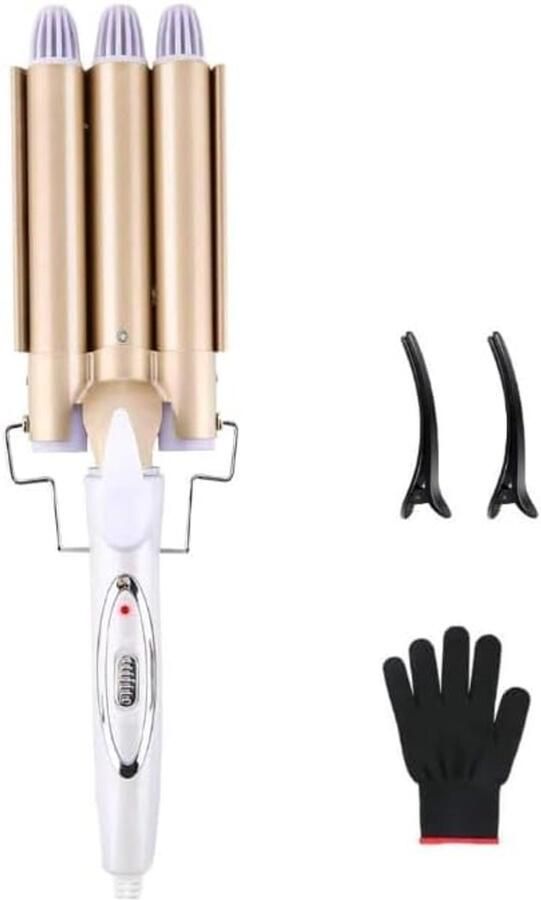Krultang met 3 vakken Reyke 22 mm golftang met instelbare temperatuur snel opwarmen grote krul voor lang kort haar hulpmiddel voor haarstyling