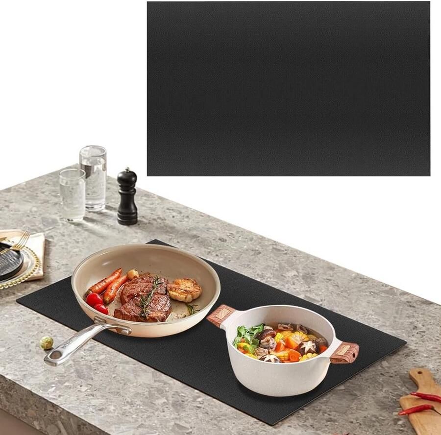 SnelShoppen 78 x 52 cm Grote Inductiekookplaat Beschermmat Silicone Hittebestendige Isolatiepad voor Inductiekookplaat Vrij te Snijden Keuken Ac