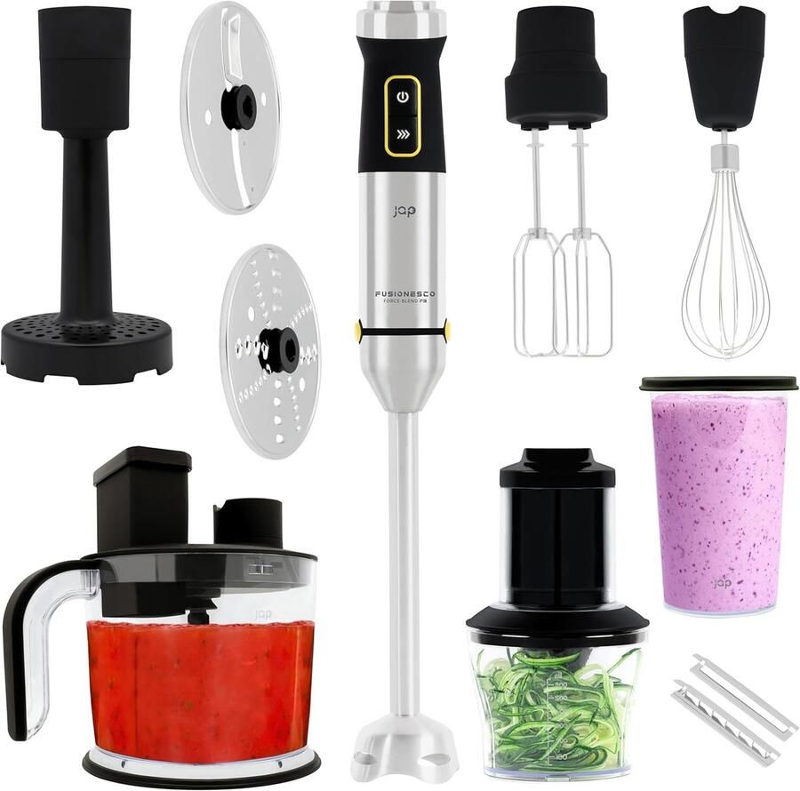 SnelShoppen Hand Blender Set F3-1500W Compact Food Processor XL Mixing Base Spiral Cutter RVS Perfect voor Soepen Smoothies en Purees