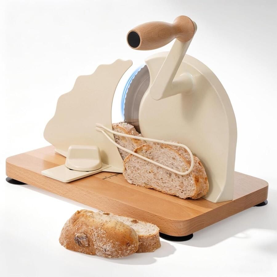 SnelShoppen Handmatige Broodsnijder met Schaallijnen Zuignapjes Verstelbare Dikte RVS Mes Retro Design voor Thuis Cafés en Bakkerijen