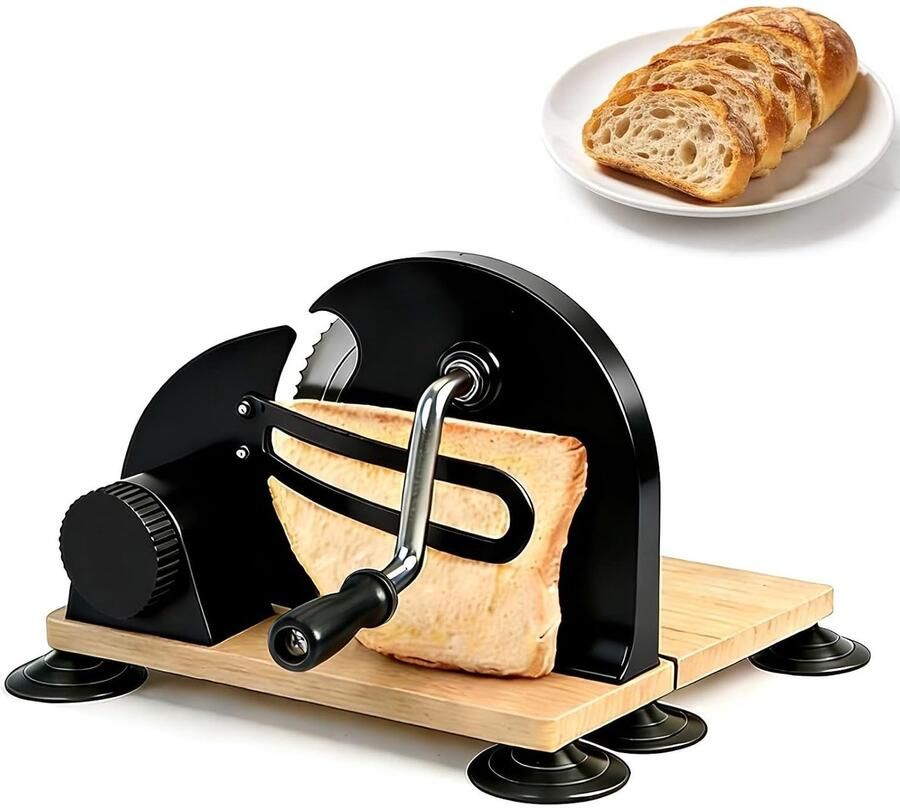 SnelShoppen Handmatige Broodsnijder Verstelbare Dikte Ergonomisch Handvat Compact 9.8x11.0x7.5in Zuurdesembroodsnijder Keuken Thuis Restau