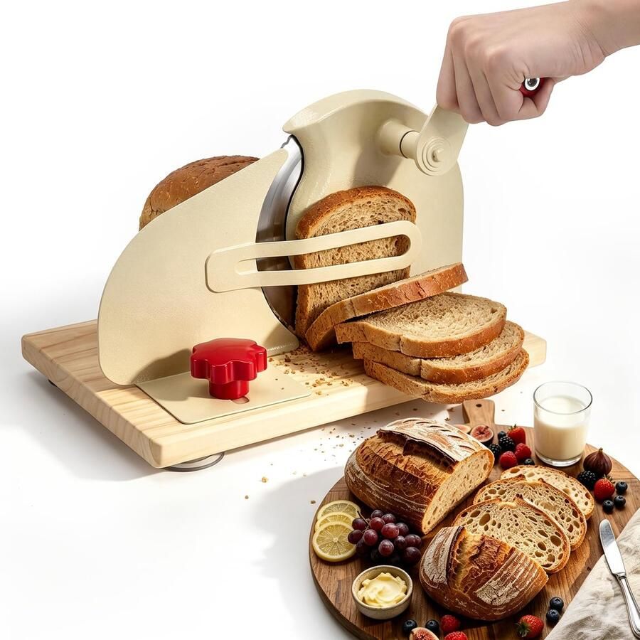 SnelShoppen Handmatige Broodsnijmachine Roestvrij Staal 304 Instelbare Schijfdikte voor Brood Kaas en Groenten Keuken Accessoire voor Thuisge