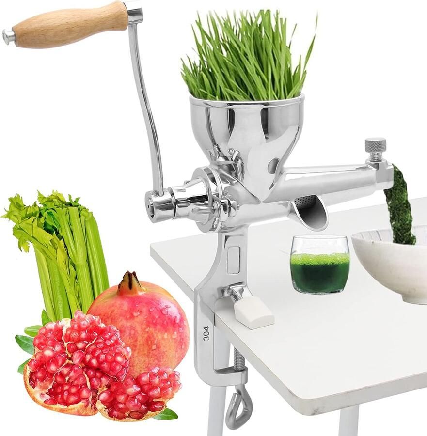 SnelShoppen Handmatige Sapcentrifuge RVS voor Tarwegras Selderij Boerenkool Spinazie Granaten Appels Druiven Groenten en Fruit (Classic Stijl
