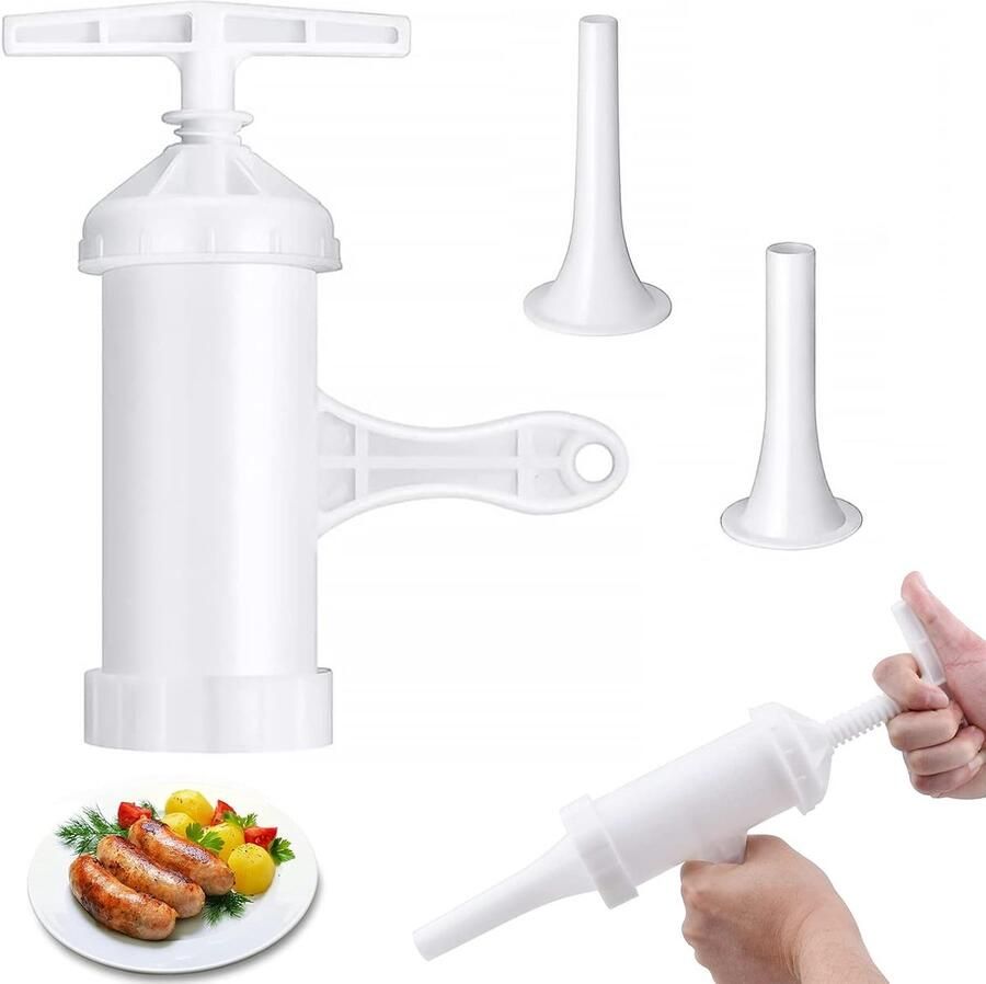 SnelShoppen Handmatige Worst Vulmachine met 2 Vleesmonden Perfect voor Thuisgebruik Feesten en Familiefeestjes Voor het Maken van Huisgemaakte Wo