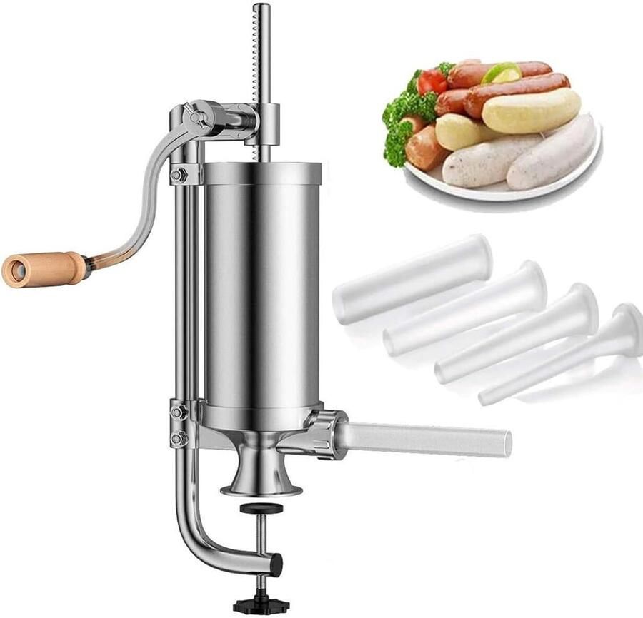 SnelShoppen Handmatige Worstmaker RVS Verticale Vlees Vulmachine 5.0 LBS Ideaal voor Thuisgebruik Zelfgemaakte Worsten Koken en Feesten