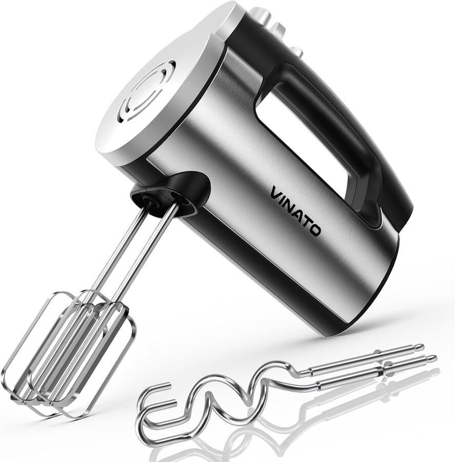 SnelShoppen Handmixer 300 Watt Elektrische Mixer met 5 Snelheden RVS Garde en Kneedhaken Perfect voor Eieren Deeg en Taart Keuken Mixer