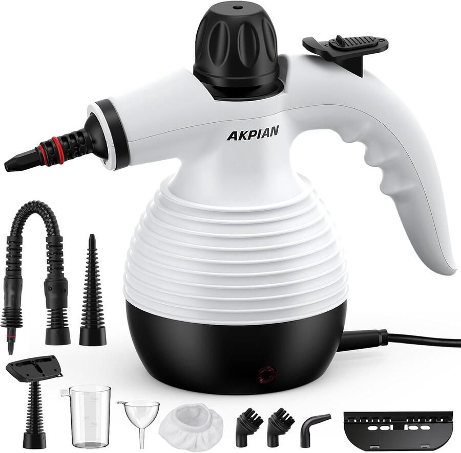 SnelShoppen Handstoomreiniger 1050 W met 10-delige accessoireset voor chemisch vrije reiniging van tegelvoegen ramen kookplaten badkamers en auto