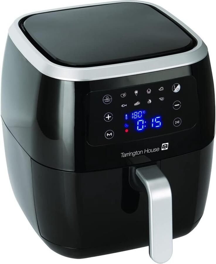 SnelShoppen Heerlijke Airfryer 6.8L met 1800W 8 Voorgeprogrammeerde Instellingen Digitale Temperatuurregeling Zwart Ideaal voor Keuken Feest e