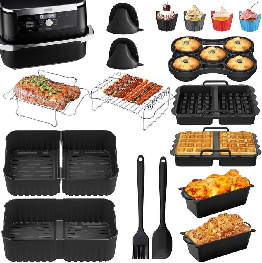 SnelShoppen Heißluftfriteuse-accessoires voor 10 4L Airfryer Herbruikbare Siliconen Inzet voor Ninja Foodi Flexdrawer Keuken Gereedschap voor Gezo