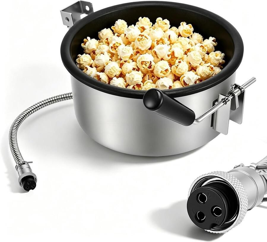 SnelShoppen Hete Lucht Popcornmachine met Accessoires 15 mm Anti-Corch Popcornpan Elektrische Popcornpan voor Maïs en Snacks Ø 210 mm Perfect vo