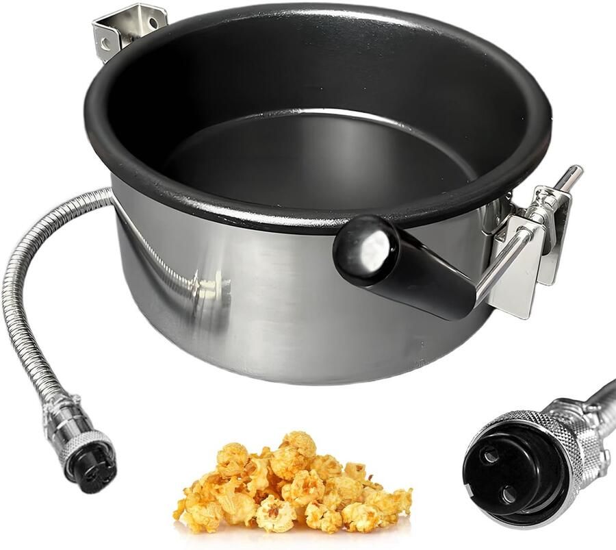 SnelShoppen Hetelucht Popcornmachine met Accessoires Popcornpan met 2 Gaten Elektrische Handslinger Eenvoudig te Reinigen Voor Maïs en Snacks I
