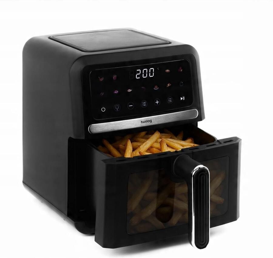 SnelShoppen Heteluchtfriteuse 5L 1500W Airfryer Zonder Olie 10 Automatische Programma s LED-Touchscreen Mand & Rooster Kijkvenster Eenvoudig t