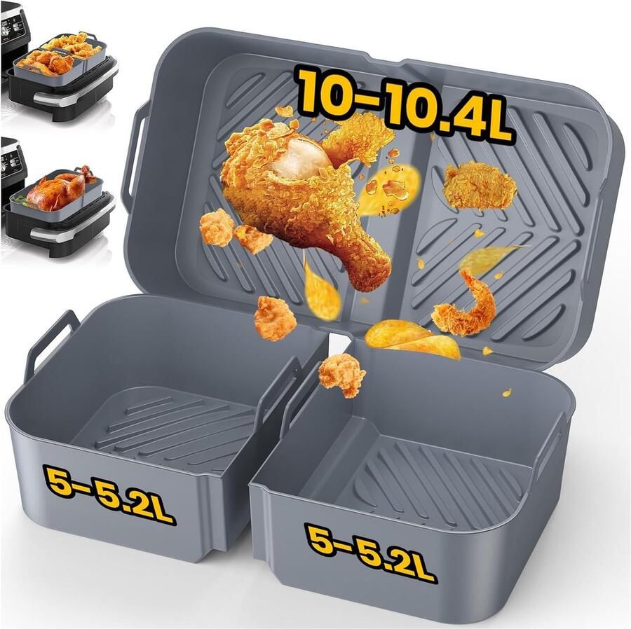 SnelShoppen Heteluchtfriteuse-accessoires set 3 stuks siliconen vormen voor Cosori 10L en Ninja Foodi Flexdrawer 10 4L perfect voor koken bakken