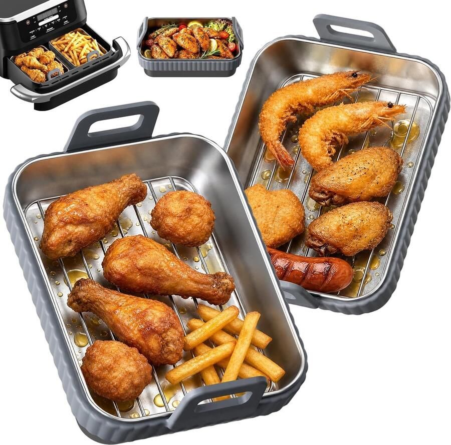 SnelShoppen Heteluchtfriteuse Accessoires Set Inclusief Bakplaten Grillroosters Siliconen Maatbekers Vaatwasserbestendig Geschikt voor Keuken