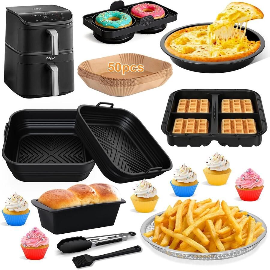 SnelShoppen Heteluchtfriteuse Accessoires Verdikte Siliconen Vorm voor Airfryer Geschikt voor Cosori Turbo Tower Pro 10 8L Dubbele Stack Keu