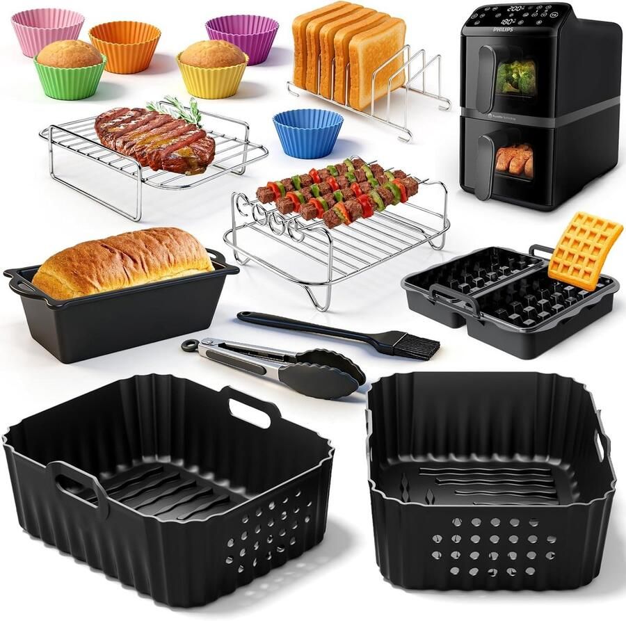 SnelShoppen Heteluchtfriteuse Accessoires voor 10L Airfryer Siliconen Vorm Ovenschaal Inzetstuk Herbruikbaar Voor Philips 4000 Series Ideaal vo