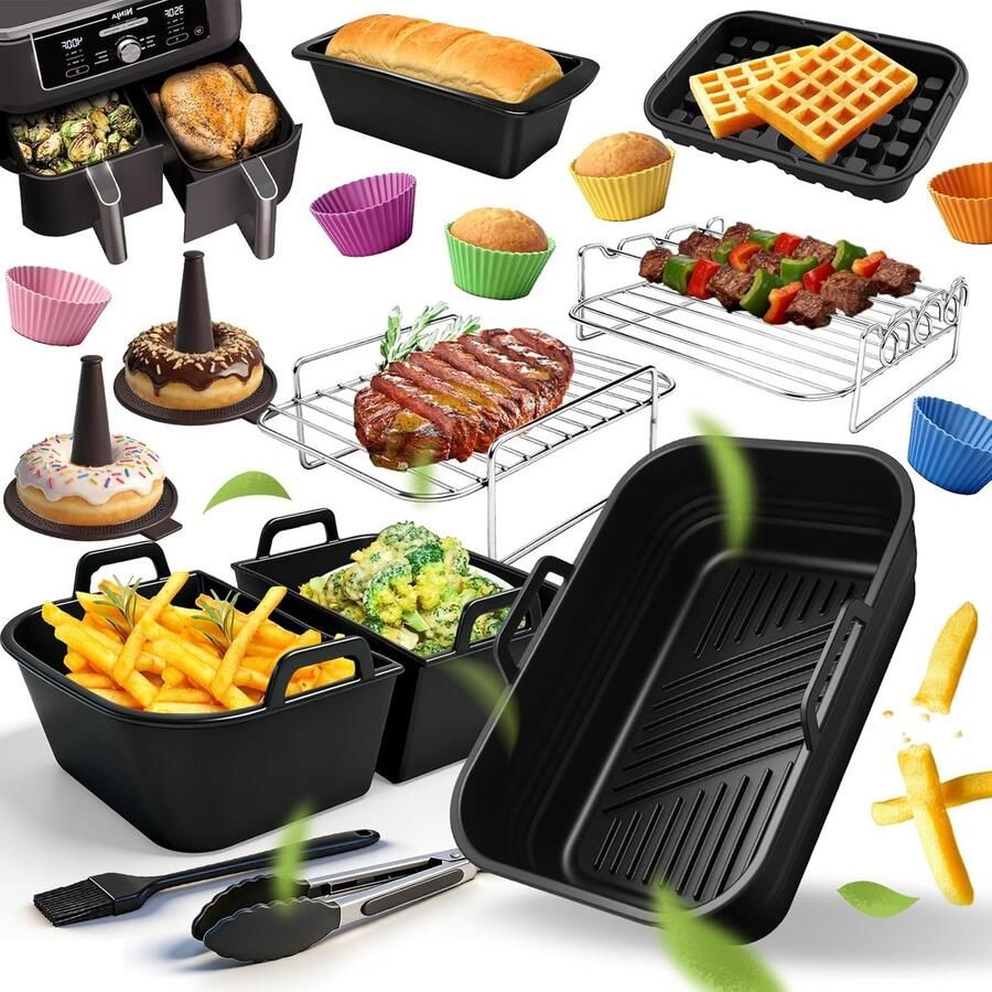 SnelShoppen Heteluchtfriteuse Accessoires voor Ninja Foodi Max Dual Zone Opvouwbare Siliconen Vorm BPA-vrij Airfryer Toebehoren 7 6L-9 5L Ke