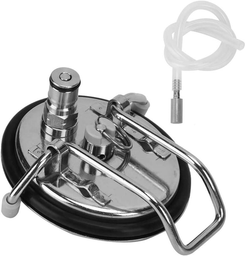 SnelShoppen Homebrew Carbonatie Keg Deksel RVS Soda Bier Dwangcarbonisatie Vervangingsset met 0.5 Micron Diffusie Steen voor Perfecte Bubbels
